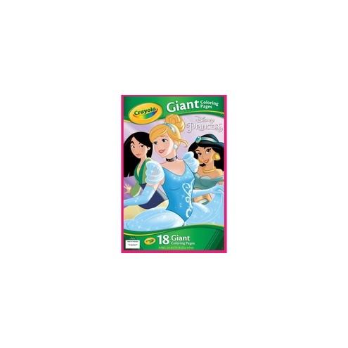 Crayola Disney Princess Giant Coloring Pages - 18 Pages - 12 3/4" x 19 1/2" - White Paper - 1Each