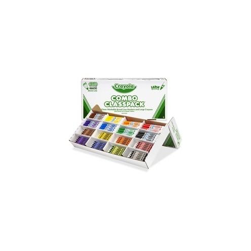 Crayola Large Crayon & Washable Marker Classpack - Red, Yellow, Green, Blue, Orange, Violet, Brown, Black Ink - Red, Yellow, Green, Blue, Orange, Violet, Brown, Black Wax - 1 Box