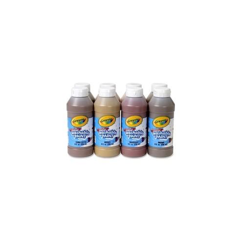 Crayola Washable Paint 8-pack - 8 oz - 8 / Set - Assorted, Peach, Tan, Beige, Bronze, Mahogany, Olive, Terra Cotta