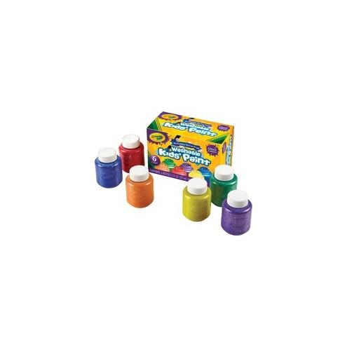 Crayola 6-color Glitter Washable Kids Paint - 2 oz - 6 / Set - Red, Yellow, Blue, Green, Purple, Orange