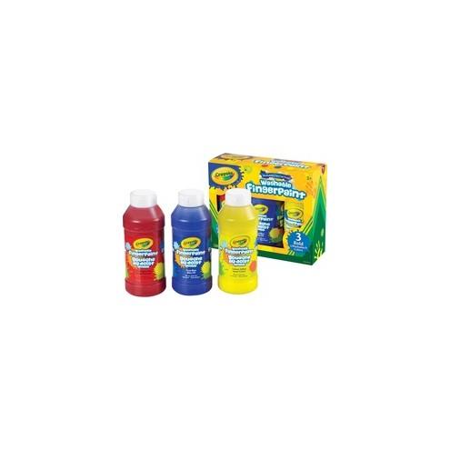 Crayola Washable Fingerpaint Bold Colors Set - 8 oz - 3 / Set - True Blue, Lemon Yellow, Fire Engine Red