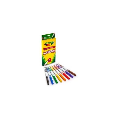 Crayola Fine Tip Classic Markers - Fine Marker Point - Assorted, Orange, Yellow, Green, Blue, Violet, Brown, Black Water Based Ink - 8 / Set