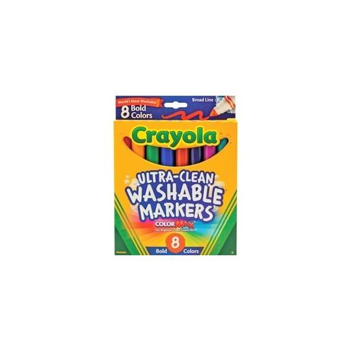 Crayola Washable Bold Colors Broad Line Markers - Broad Marker Point - Assorted, Golden Yellow, Teal, Emerald, Azure, Plum, Raspberry - 8 / Set