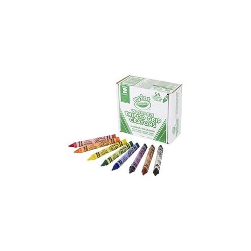 Crayola My First Washable Tripod Grip Crayons - Red, Orange, Yellow, Green, Blue, Purple, Brown, Black - 56 / Pack