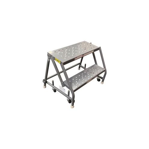 Louisville 2-step Steel Warehouse Ladder - 2 Step - 450 lb Load Capacity - 19" x 28" x 20" - Gray