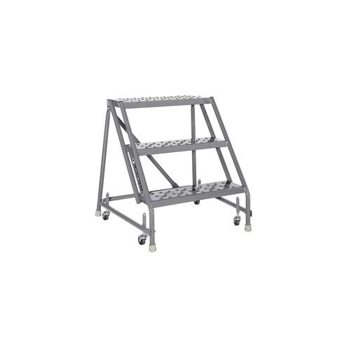 Louisville 3-step Steel Warehouse Ladder - 3 Step - 450 lb Load Capacity - 33" x 28" x 30" - Gray