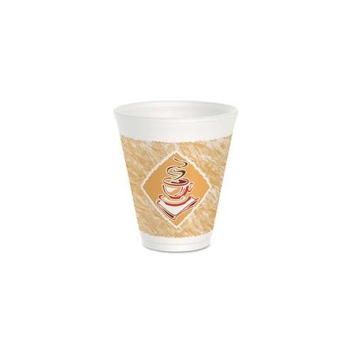 Dart Cafe G Design Foam Cups - 12 fl oz - 1000 / Carton - Brown, Red - Foam - Cold Drink, Hot Drink