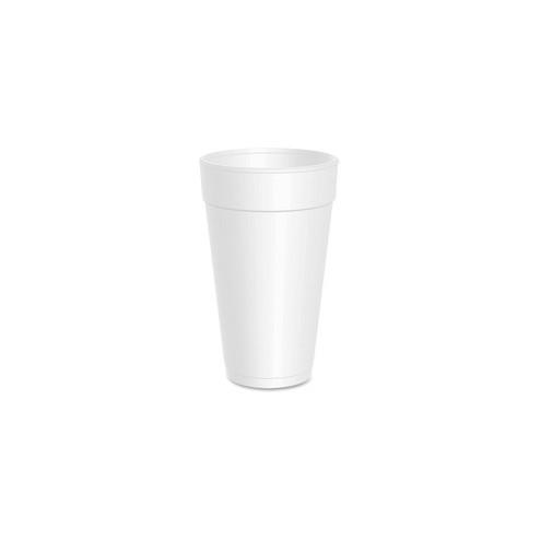 Dart Insulated Foam Cups - 20 fl oz - Round - 500 / Carton - White - Foam - Beverage, Coffee, Cappuccino, Soft Drink, Juice, Hot Drink, Cold Drink, Iced Tea, Smoothie