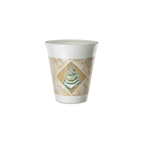 Dart 8oz Hot/Cold Foam Cups - 8 fl oz - 1000 / Carton - White, Brown, Green - Foam - Hot Drink, Cold Drink