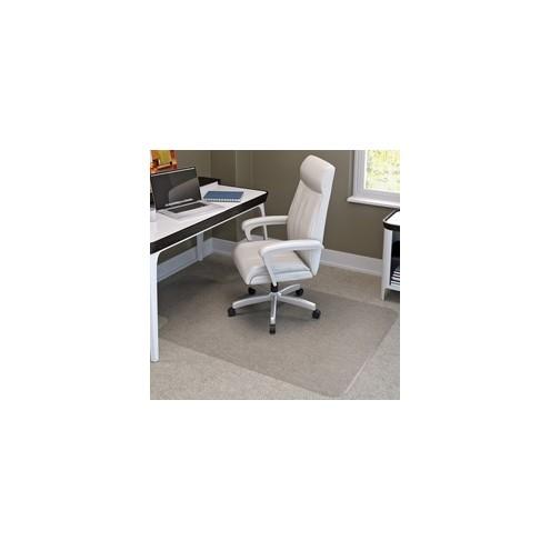 Deflecto SuperMat Medium Weight Chair Mat - Carpeted Floor - 60" Length x 46" Width x 0.75" Thickness - Lip Size 12" Length x 25" Width - Vinyl - Clear