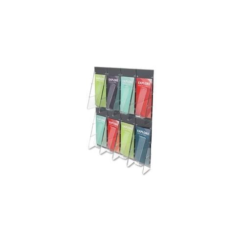 Deflecto Stand-Tall Preassembled Wall System - 8 Pocket(s) - 23.5" Height x 18.3" Width x 2.9" Depth - Clear - Plastic - 1 / Each