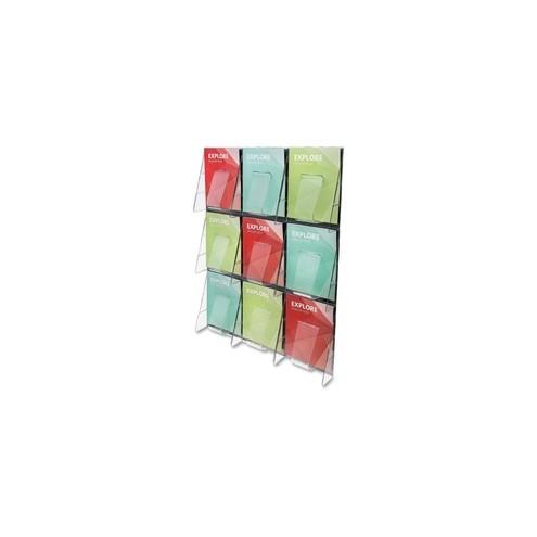 Deflecto Stand-Tall Preassembled Wall System - 9 Pocket(s) - 27.4" Height x 35.8" Width x 2.9" Depth - Clear - Plastic - 1Each