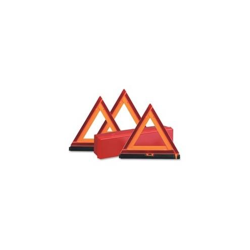Deflecto Early Warning Triangle Kit - 1 Each - Triangle Shape - Fluorescent, Non-flammable - Orange, Red