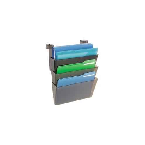 Deflecto Stackable DocuPocket set for partition walls - 3 Pocket(s) - 3 Compartment(s) - 20" Height x 13" Width x 4" Depth - Smoke - Plastic - 3 / Set