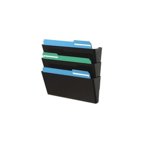 Deflecto Stackable DocuPocket Set - 3 Pocket(s) - 7" Height x 13" Width x 4" Depth - Black - 1Each