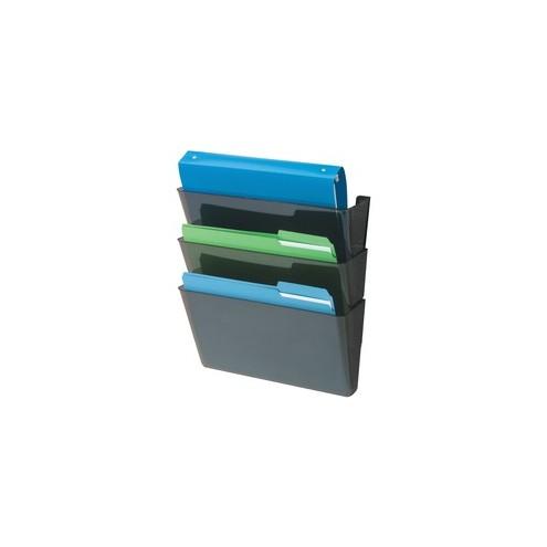 Deflecto Sustainable DocuPocket Letter Black-3 pocket 50% Recycled Content - 3 Pocket(s) - 7" Height x 13" Width x 4" Depth - Recycled - Black - Plastic - 3 / Set