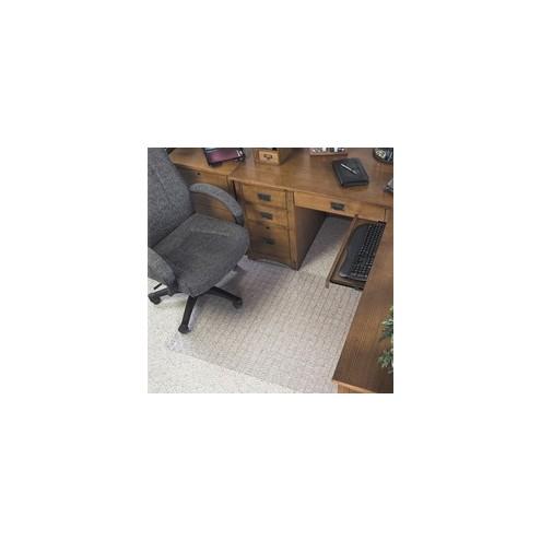 Deflecto Checker Bottom DuraMat for Carpets - Office, Carpeted Floor - 48" Length x 36" Width - Lip Size 12" Length x 20" Width - Clear