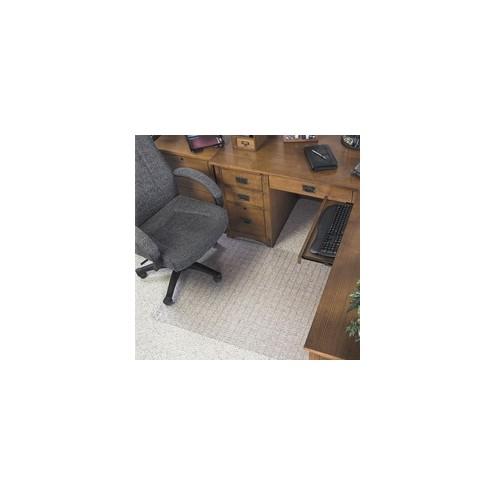 Deflecto Checker Bottom SuperMat for Carpets - Office, Carpeted Floor - 53" Length x 45" Width - Lip Size 12" Length x 25" Width - Clear