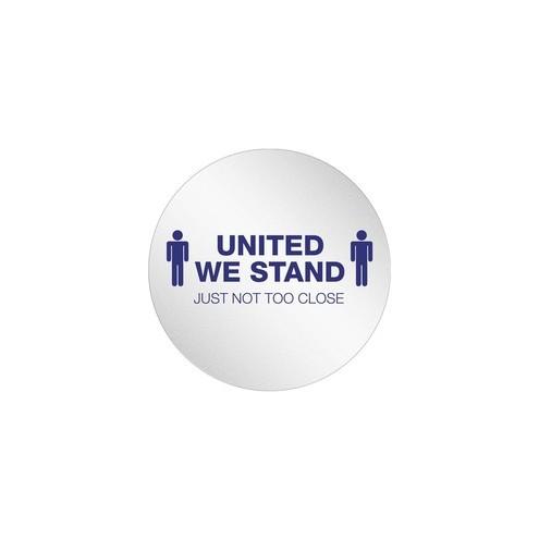 Deflecto StandSafe 20" Personal Spacing Disks - United We Stand - 50 Pack - 20" Width x 20" Height - Polyvinyl Chloride (PVC), Vinyl