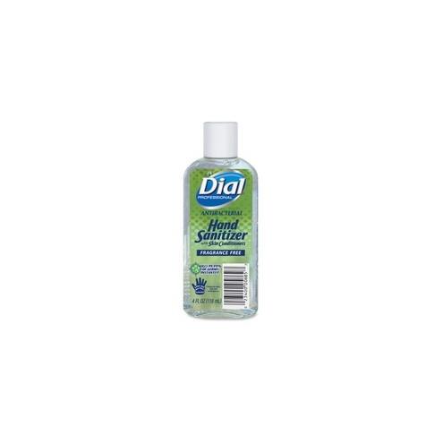 Dial Professional Antibacterial Hand Sanitizer - 4 oz - Flip Top Bottle Dispenser - Kill Germs, Bacteria Remover - Hand - Clear - Fragrance-free, Dye-free - 24 / Carton