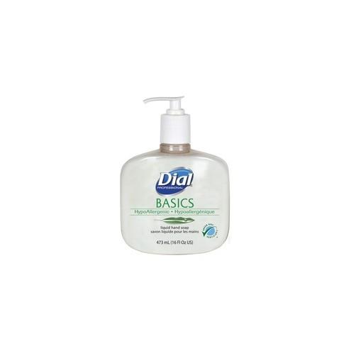 Dial Basics HypoAllergenic Liquid Hand Soap - Fresh Floral Scent - 16 fl oz (473.2 mL) - Pump Bottle Dispenser - Kill Germs - Hand, Skin - White - 12 / Carton