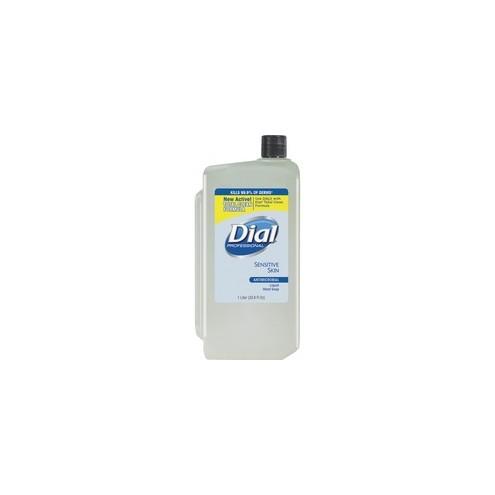 Dial Professional Sensitive Skin Antimicrobial Hand Soap - 33.8 fl oz (1000 mL) - Kill Germs - Hand, Skin - Clear - Dye-free - 8 / Carton