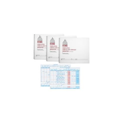 Dome Check And Deposit Register - 50 Sheet(s) - Wire Bound - 10 1/4" x 8 1/2" Sheet Size - 10 Columns per Sheet - Gray - Gray Cover - Recycled - 3 / Bundle