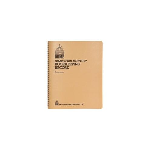 Dome Bookkeeping Record Book - 128 Sheet(s) - Wire Bound - 8 3/4" x 11 1/4" Sheet Size - White Sheet(s) - Beige Cover - Recycled - 1 Each