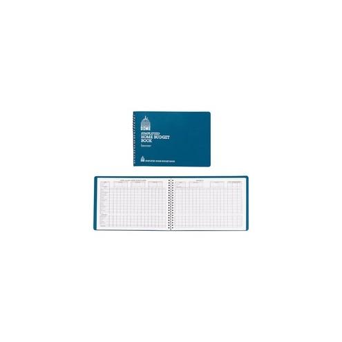 Dome Simplified Home Budget Book - 64 Sheet(s) - Wire Bound - 10 1/2" x 7 1/2" Sheet Size - White - White Sheet(s) - Blue Cover - Recycled - 1 Each