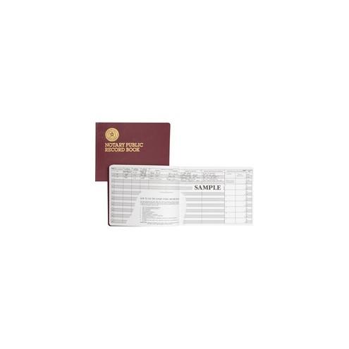 Dome Notary Public Book - 64 Sheet(s) - Thread Sewn - 10 1/2" x 8 1/4" Sheet Size - 10 Columns per Sheet - Burgundy - White Sheet(s) - Maroon Cover - Recycled - 1 Each