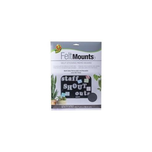 Duck Brand Felt Mounts Self-Sticking Memo Board - 23" Height x 18" Width - Black Surface - Damage Resistant, Dual Sided, Self-stick - 1 Each