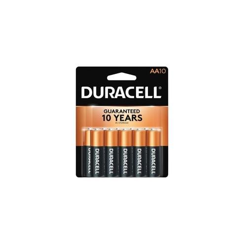 Duracell Coppertop Alkaline AA Battery - MN1500 - For Multipurpose - AA - 1.5 V DC - Alkaline - 10 / Pack