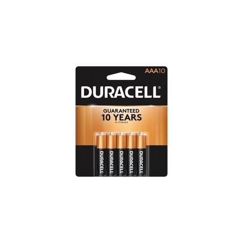 Duracell Coppertop Alkaline AAA Battery - MN2400 - For Multipurpose - AAA - 1.5 V DC - Alkaline - 10 / Pack