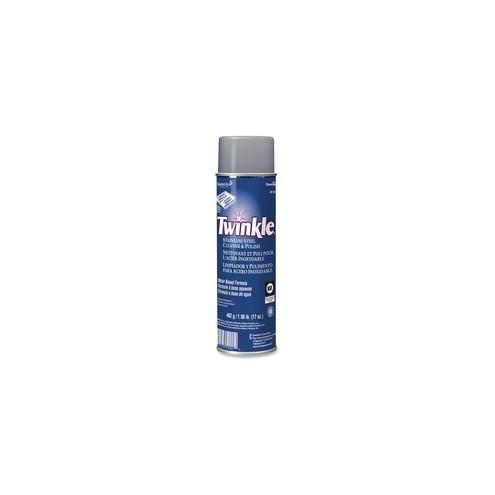 Twinkle Stainless Steel Cleaner/Polish - Ready-To-Use Aerosol - 17 fl oz (0.5 quart) - Characteristic Scent - 12 / Carton - White
