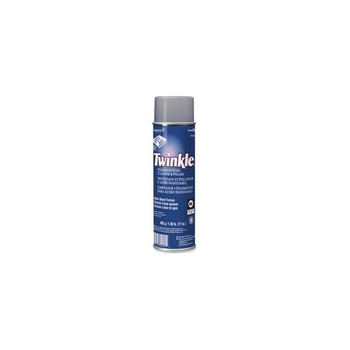 Twinkle Stainless Steel Cleaner/Polish - Aerosol - 17 oz (1.06 lb) - Lemon Scent - 1 Each - White