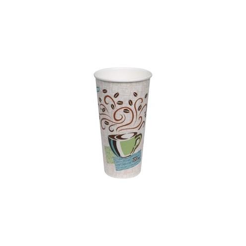Dixie PerfecTouch Cup - 20 fl oz - 500 / Carton - White, Green, Brown - Paper - Hot Drink