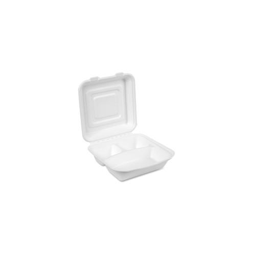 Dixie EcoSmart 3-compartment Container - 9" Diameter Food Container - Molded Fiber - Disposable - Microwave Safe - White - 50 Piece(s) / Pack