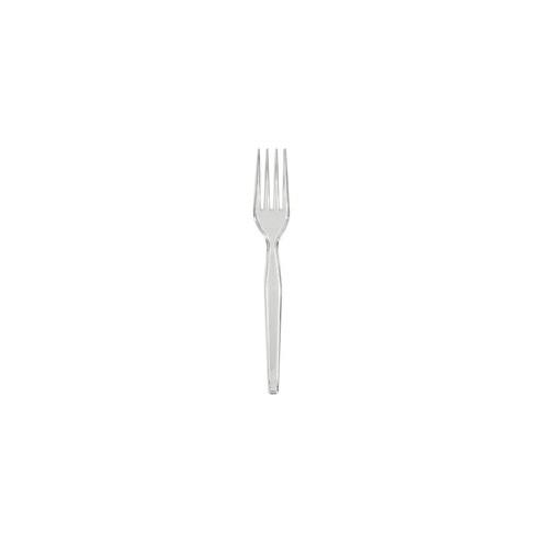 Dixie Heavyweight Plastic Cutlery - 1000/Carton - 1 x Fork - 1" Width x 7.10" Length Fork - Breakroom - Disposable - Plastic, Polystyrene - Clear