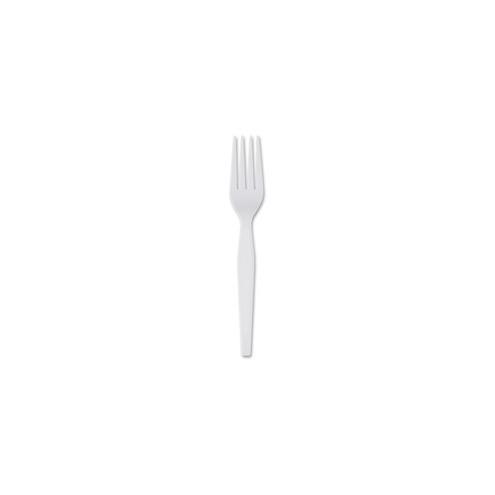 Dixie Heavyweight Plastic Cutlery - 100 / Box - 1000 Piece(s) - 1000/Carton - 1000 x Fork - Polystyrene - White