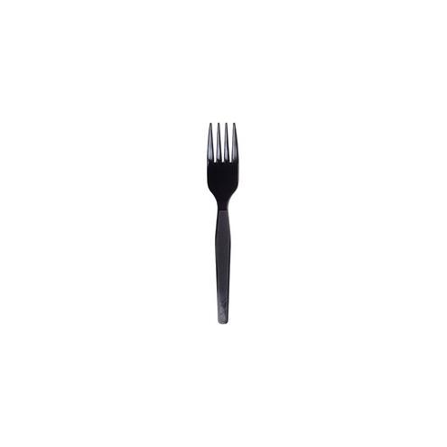 Dixie Medium Weight Black Plastic Utensils - 100 / Box - 1000 Piece(s) - 1000/Carton - 1000 x Fork - Plastic, Polystyrene - Black