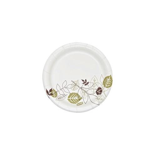 Dixie Pathways Heavyweight Small Paper Plates - 125 / Pack - 5.88" Diameter Plate - Paper Plate - Microwave Safe - White, Brown, Green - 500 Piece(s) / Carton