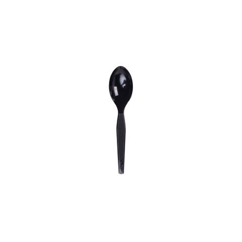 Dixie Medium Weight Black Plastic Utensils - 100 / Box - 1000 Piece(s) - 1000/Carton - 1000 x Teaspoon - Plastic, Polystyrene - Black