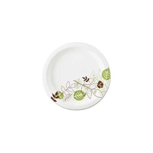 Dixie Pathways Design Everyday Paper Plates - 125 / Pack - 6.88" Diameter Plate - Paper - White, Green - 1000 Piece(s) / Carton