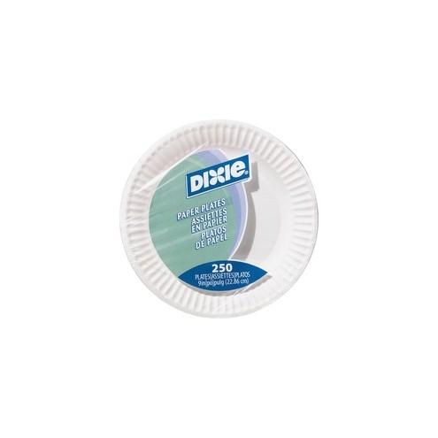 Dixie 9" Economy White Paper Plates - 250 / Pack - 9" Diameter Plate - Paper - White - 1000 Piece(s) / Carton