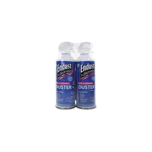 Endust 10 oz Air Duster with Bitterant - For Electronic Equipment - 10 fl oz - Non-flammable, Moisture-free - 2 / Pack - Blue