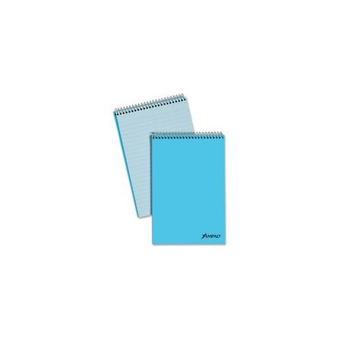 Ampad Pastel Steno Notebook - 80 Sheets - Wire Bound - 15 lb Basis Weight - 6" x 9" - Blue Paper - Chipboard Cover - Micro Perforated - Recycled - 1Each