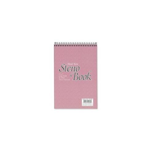 Ampad Pastel Steno Notebook - 80 Sheets - Wire Bound - 15 lb Basis Weight - 6" x 9" - Rose Paper - Chipboard Cover - Micro Perforated - Recycled - 1Each