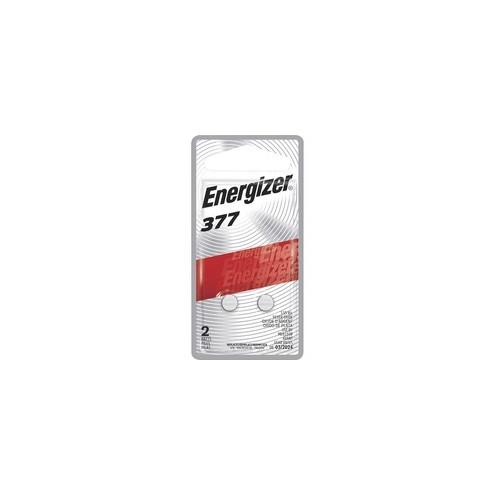Energizer 377 Silver Oxide Button Battery, 2 Pack - For Multipurpose - SR66 - 1.6 V DC - 24 mAh - Silver Oxide - 2 / Pack