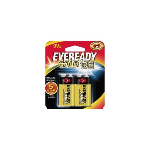 Eveready Gold Alkaline 9-Volt Batteries - For Multipurpose - 9V - 9 V DC - 565 mAh - Alkaline - 2 / Pack