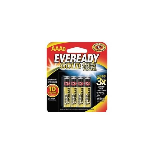 Eveready Gold Alkaline AAA Batteries - For Multipurpose - AAA - 1.5 V DC - Alkaline - 8 / Pack